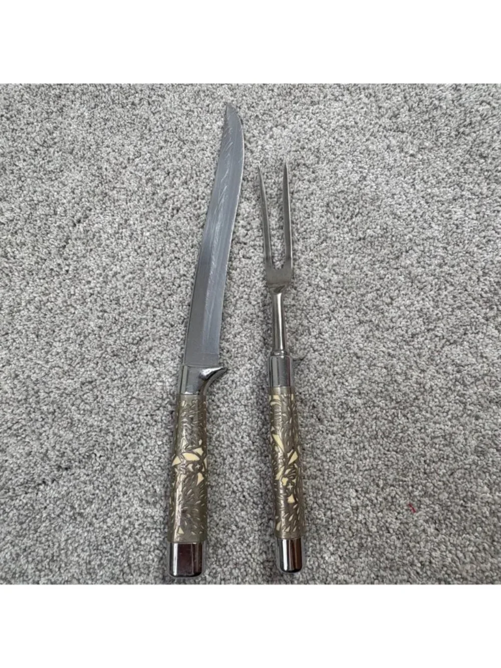 Carvel Hill Carving Set By Briddell Annapolis Regency Inlay Design Silver Ivory